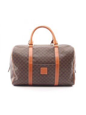 Celine Macadam Brown Canvas Leather Mini Boston Handbag